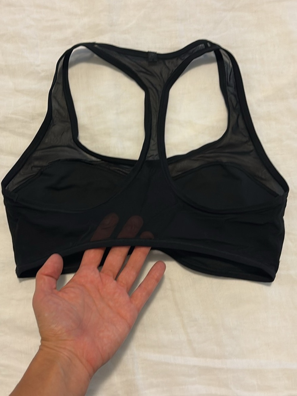 Fabletics Black Racerback Mesh Sports Bra - Picture 3 of 3